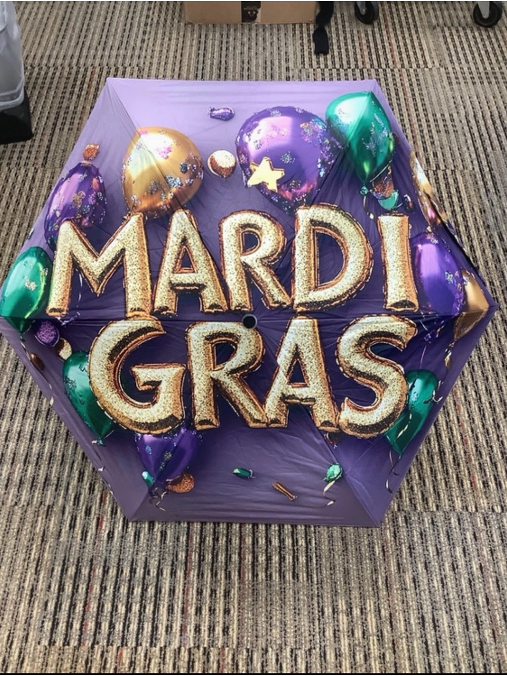 Source Unknown Purple and Green Mardi Gras Party Umbrella
